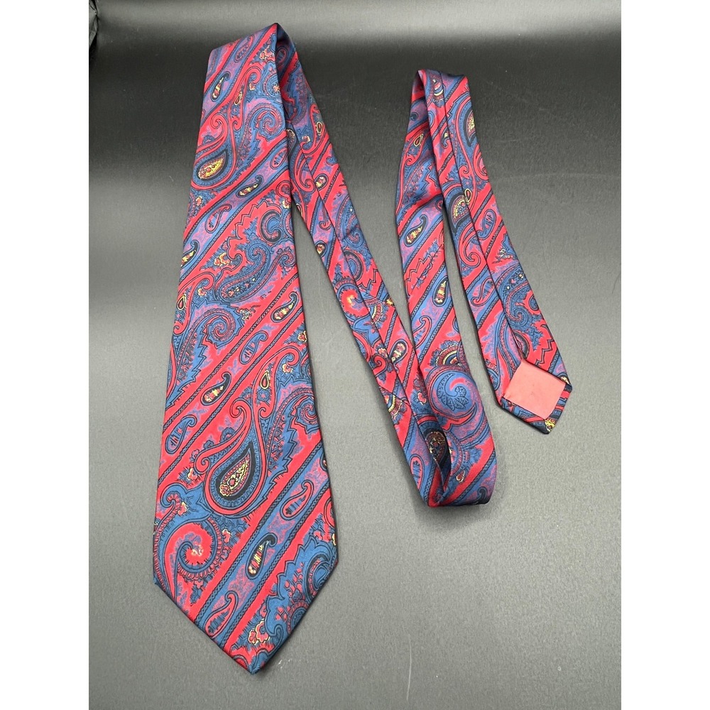 Liberty of London Mens Silk Tie Red Blue Paisley Made in England Necktie